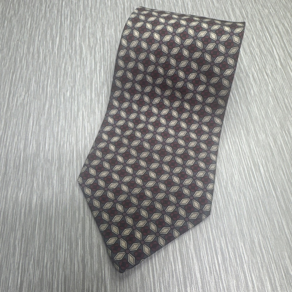 Christian Dior Vintage Silk‎ Geometric Pattern Tie Made in USA Menswear Luxury